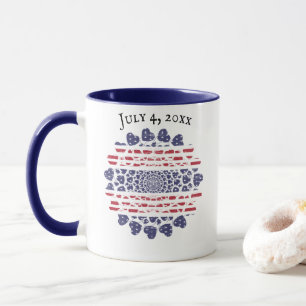 American Psychedelic Patriotic Hearts Tie Dye  Mug