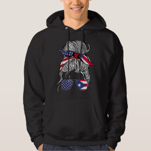 American Puerto Rican Patriot Flag Women Girl Rico Hoodie