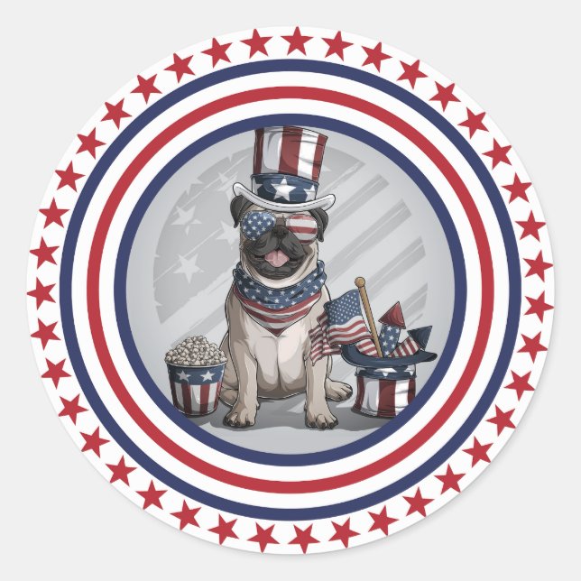 American Pug Classic Round Sticker (Front)