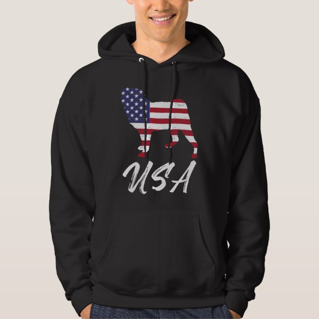 American Pug USA Flag TShirt for Pug Lovers Essent (Front)