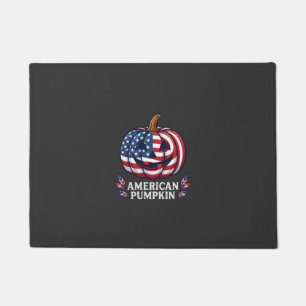 American Pumpkin Halloween Usa Flag Stars Stripes Doormat
