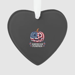 American Pumpkin Halloween Usa Flag Stars Stripes Ornament