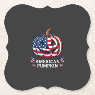 American Pumpkin Halloween Usa Flag Stars Stripes  Paper Coaster