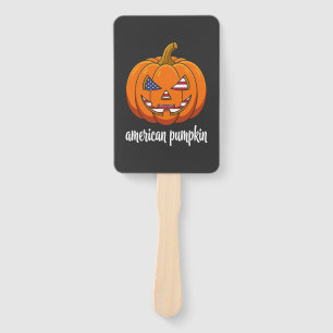 American Pumpkin Patriotic Halloween Jack O Lanter Hand Fan