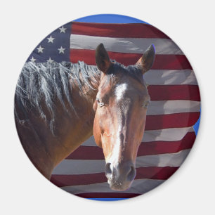 American Quarter Horse and Flag - Patriotic Magnet
