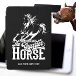 American quarter horse Cowboy Cowgirl western iPad Air Cover<br><div class="desc">The american quarter horse design. Cowboy,  cowgirl,  wild west,  western graphic design with a running quarter horse and western style lettering. Available on a lot of products. Show your love for these iconic horses with this stylish western design.</div>