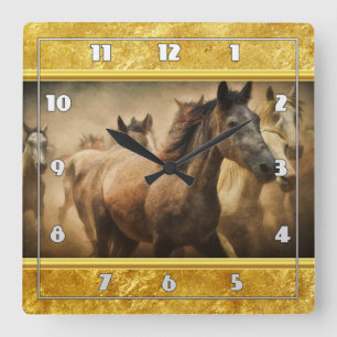 American Quarter Horse with a gold foil design Square Wall Clock