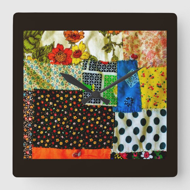 American Quilt  Design Square Wall Clock (Front)
