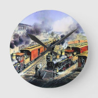American railroad steam engine trains