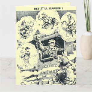 American Railroad Train Engineer Big Birthday Card