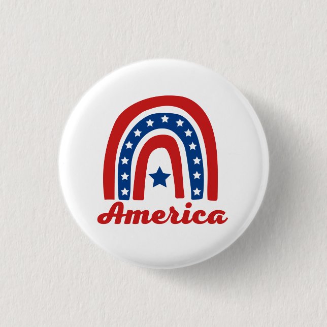 American Rainbow 4th Of July   1 Inch Round Button (Front)