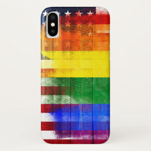American Rainbow Flag   Wood Grain & Paintstrokes Case-Mate iPhone Case