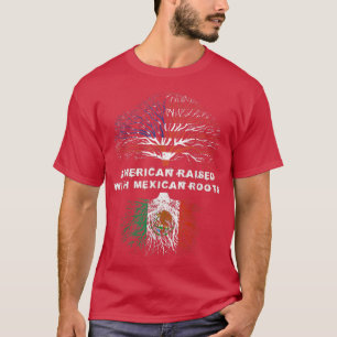 American Raised with Mexican Roots USA Flag  T-Shirt