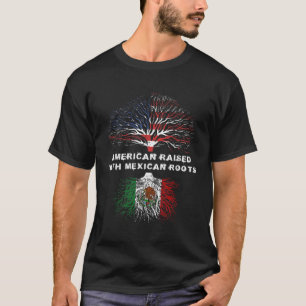American Raised with Mexican Roots USA Flag T-Shirt
