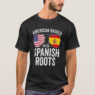 American Raised With Spanish Roots Usa Spain Flag T-Shirt