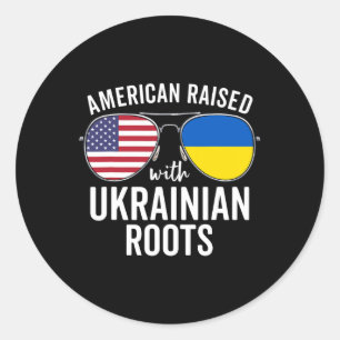 American Raised With Ukrainian Roots Usa Ukraine F Classic Round Sticker