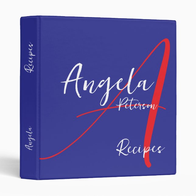 American Recipes Monogram red and blue Binder (Front/Spine)