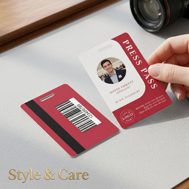 American Red Media Pass with Photo and QR Code Badge (American Red Media Pass with Photo and QR Code Badge)