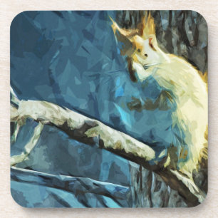 American Red Squirrel Abstract Impressionism Coaster