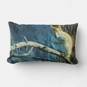 American Red Squirrel Abstract Impressionism Lumbar Pillow