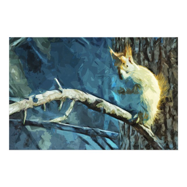 American Red Squirrel Abstract Impressionism Photo Print (Front)