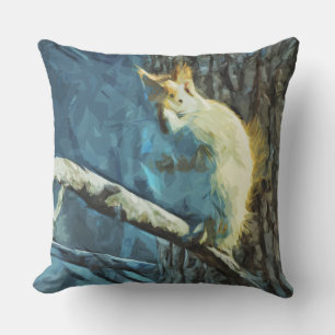 American Red Squirrel Abstract Impressionism Throw Pillow