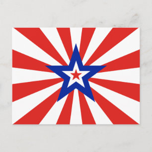 American Red Starburst Patriotic Party Invitation Postcard