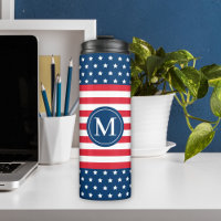 American Red White Blue Custom Monogram Initial