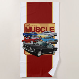 American Retro Muscle Cars Beach Towel
