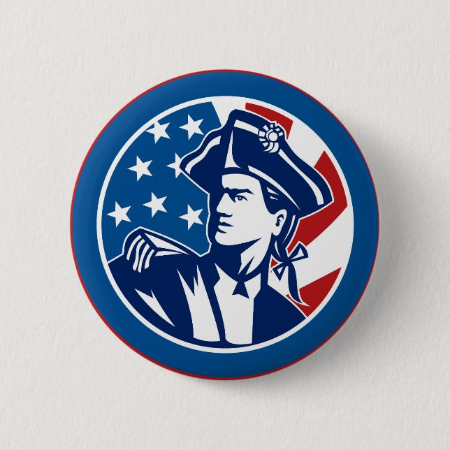 American revolutionary general soldier minuteman 2 inch round button (Front)