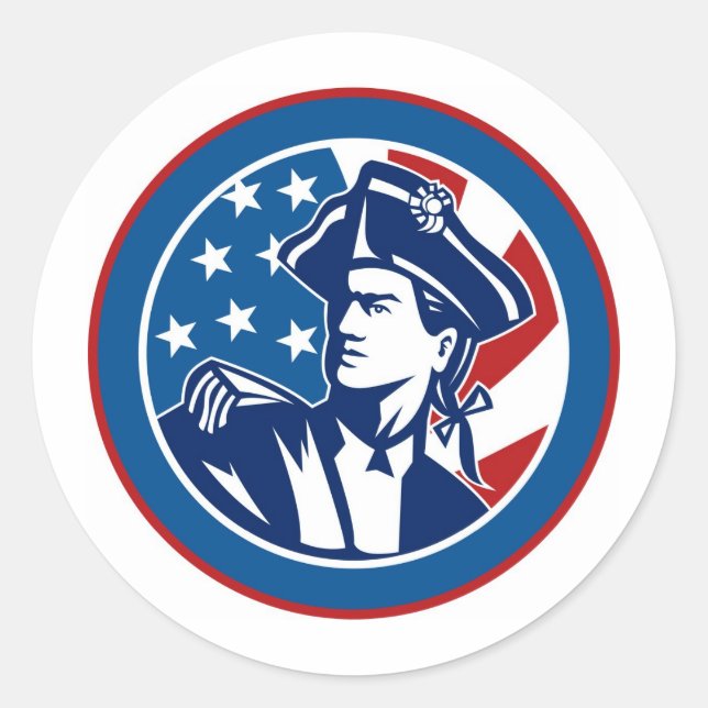 American revolutionary general soldier minuteman classic round sticker (Front)