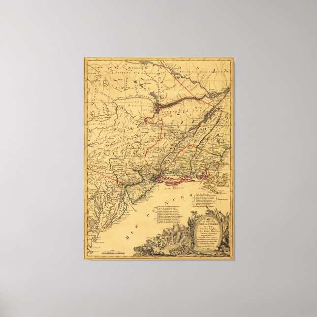American Revolutionary War Map by J.B Eliot (1781) Canvas Print (Front)