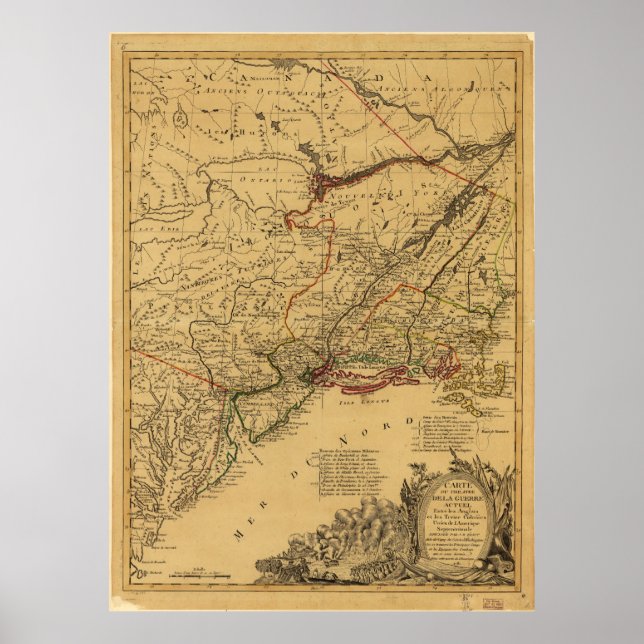 American Revolutionary War Map by J.B Eliot (1781) Poster (Front)