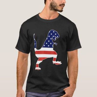 American Rex Cool Dino Flag Independence Celebrati T-Shirt