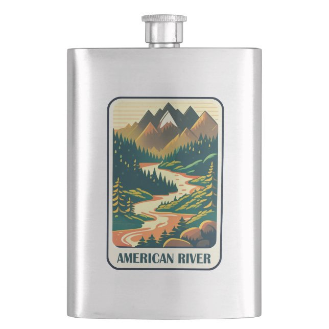 American River California Colours Hip Flask (Front)