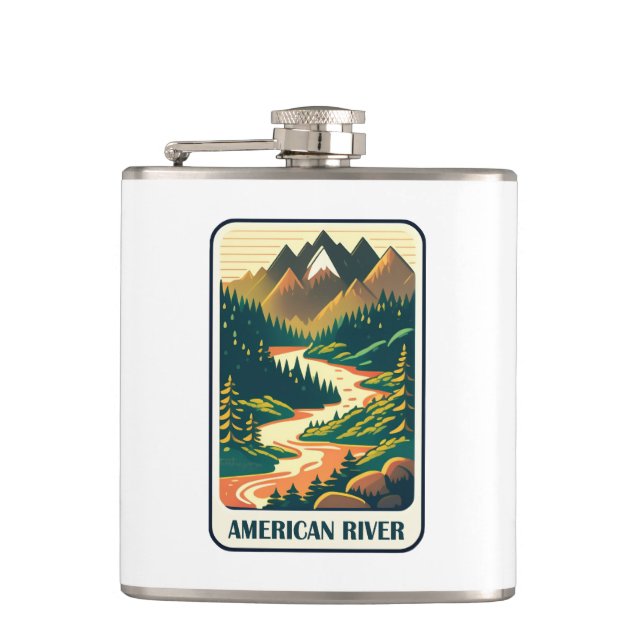 American River California Colours Hip Flask (Front)