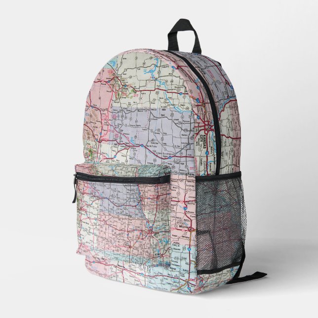 American Road Map Printed Backpack (Back Corner Right)