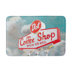 American Roadside Coffee Shop Sign Bath Mat
