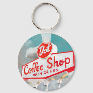 American Roadside   Coffee Shop Sign Keychain