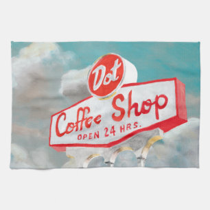 American Roadside Coffee Shop Sign Kitchen Towel