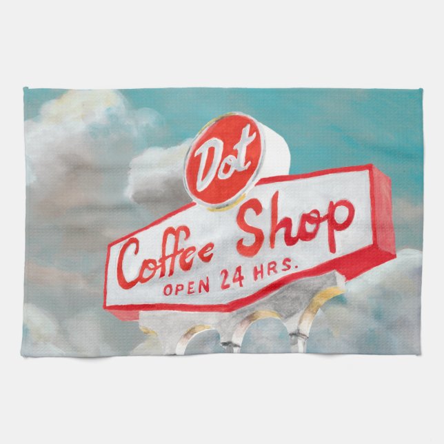 American Roadside | Coffee Shop Sign Kitchen Towel (Horizontal)