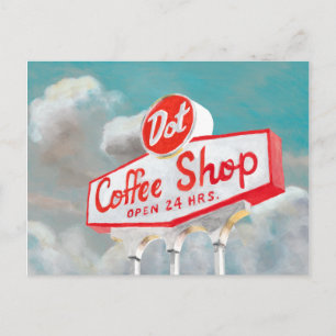 American Roadside   Coffee Shop Sign Postcard