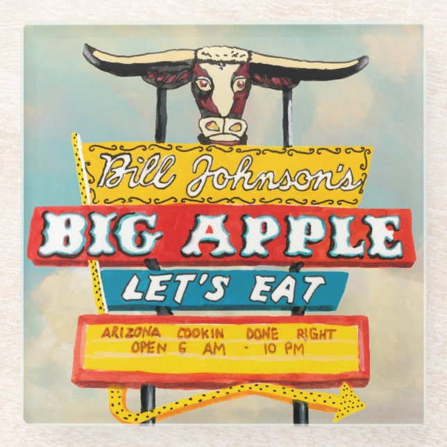 American Roadside | Restaurant Sign Glass Coaster (Front)