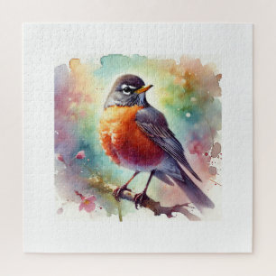 American Robin 010924AREF111 - Watercolor Jigsaw Puzzle