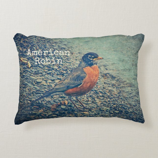 American Robin Bird Accent Pillow (Front)