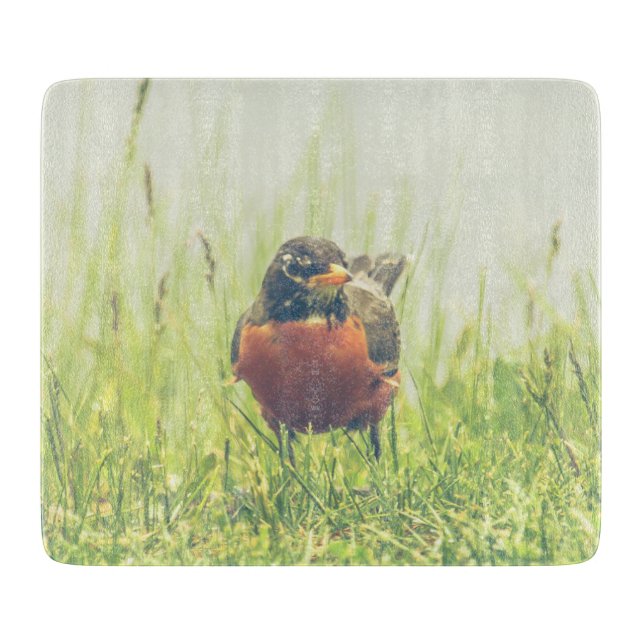 American Robin Bird Green Cutting Board (Front)