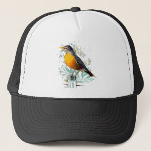 American Robin Bird Wildlife Nature Art Trucker Hat