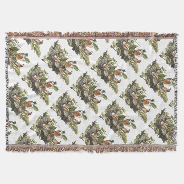 American Robin by Audubon Throw Blanket (Front)