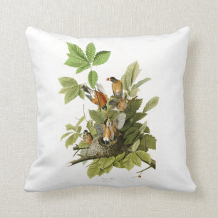 American Robin John James Audubon Birds of America Throw Pillow