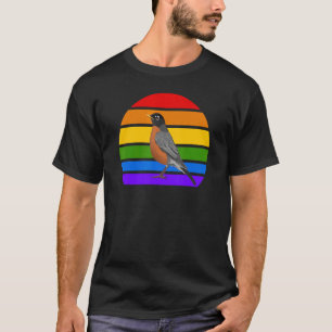 American Robin Rainbow Bird Birdwatcher Songbird D T-Shirt